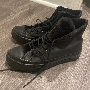 Converse fur sneakers